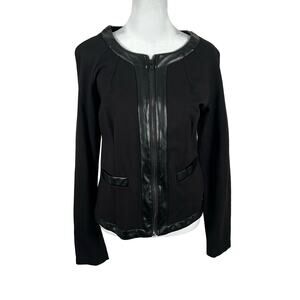 Chelsea & Theodore Black Jacket Blazer Zip Faux Leather Medium Business Casual